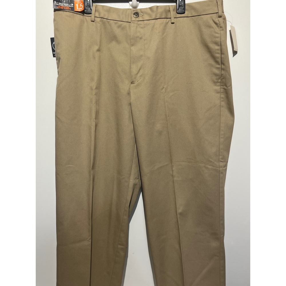 IZOD Mens Madison Chino Pants 40x30 Khaki SportFlex Stretch Waistband‎ No Iron